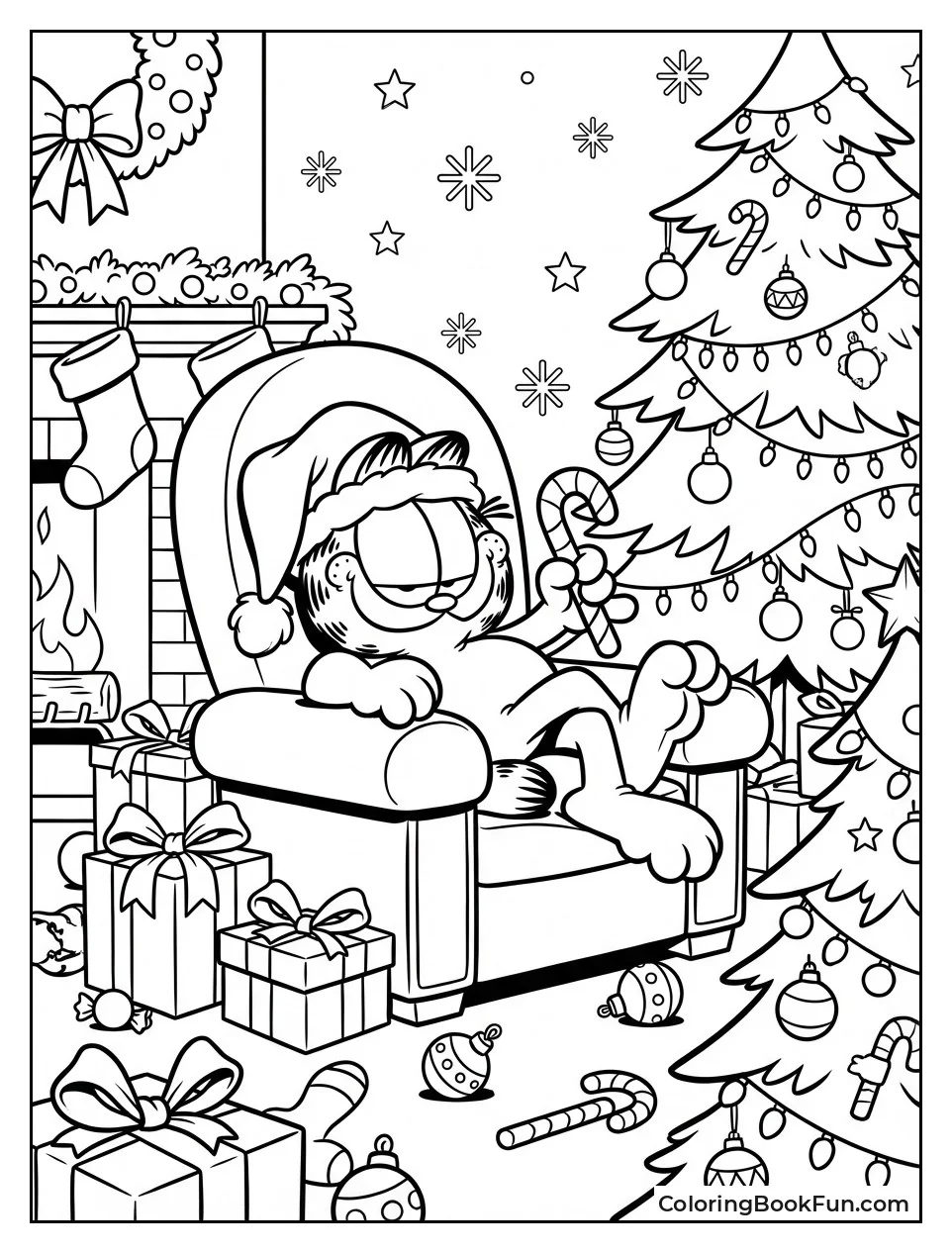 Garfield Enjoys Christmas Presents