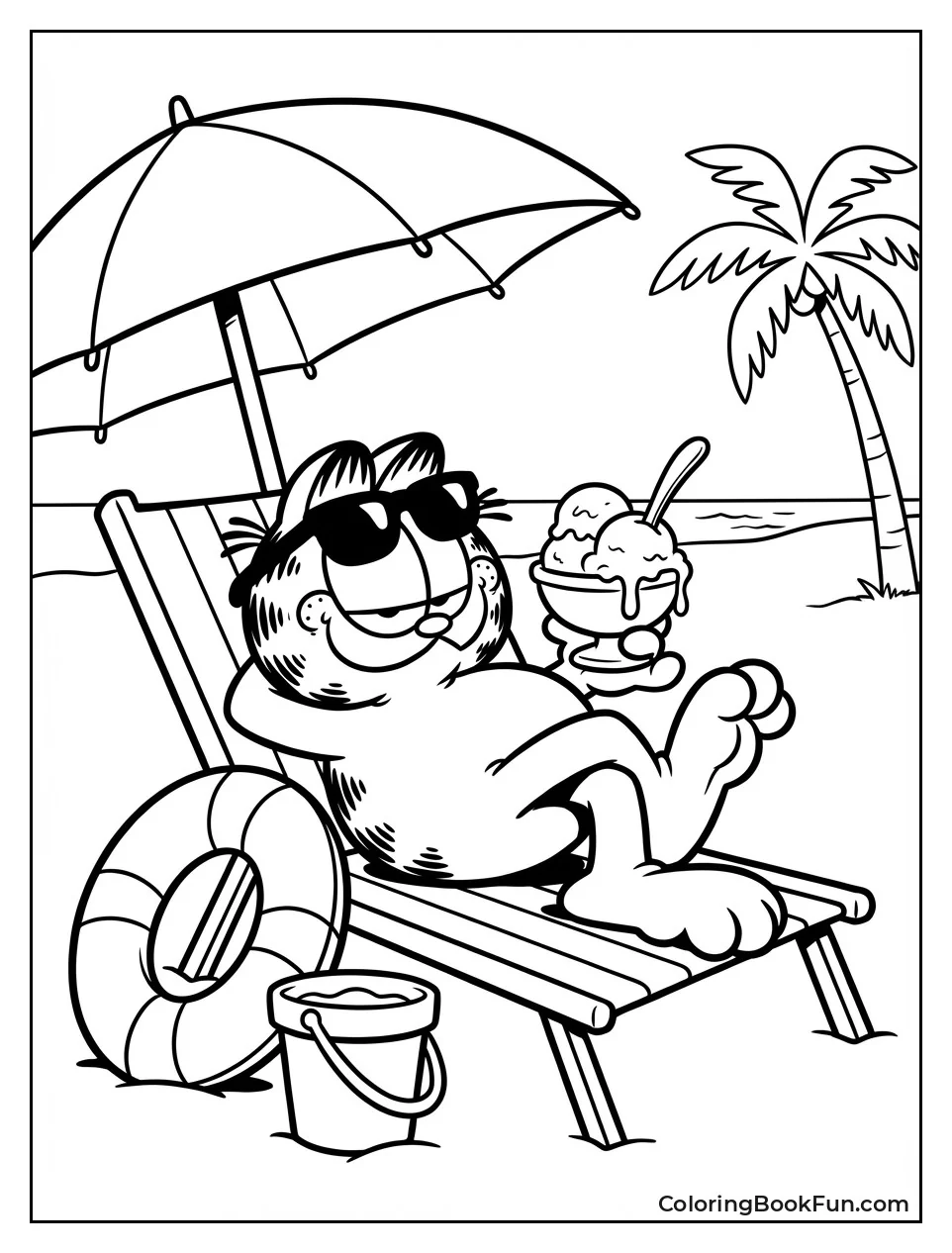 Garfield Relaxes by Pool