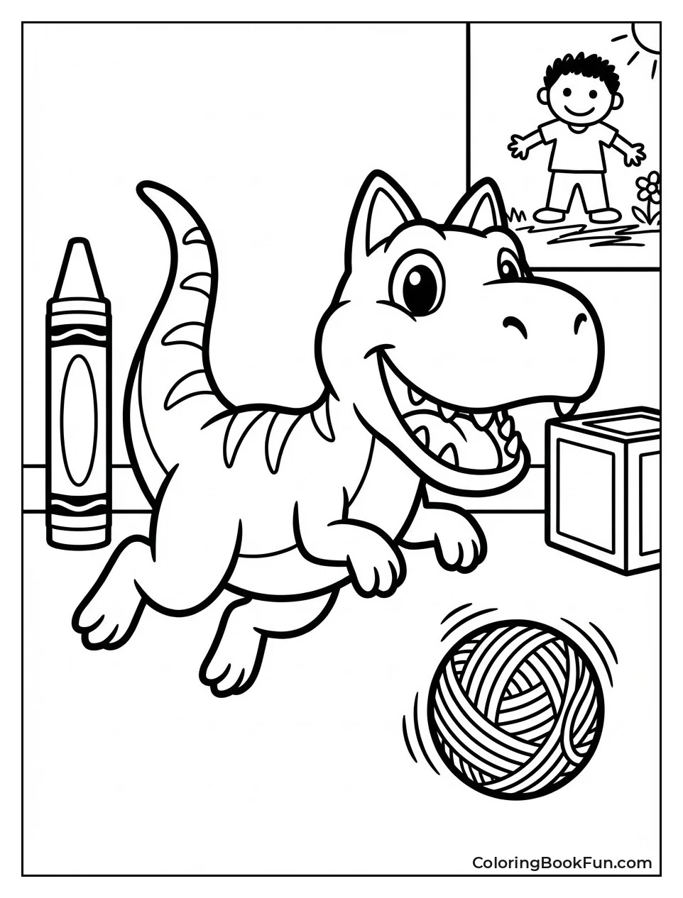 Kittysaurus Chases Yarn