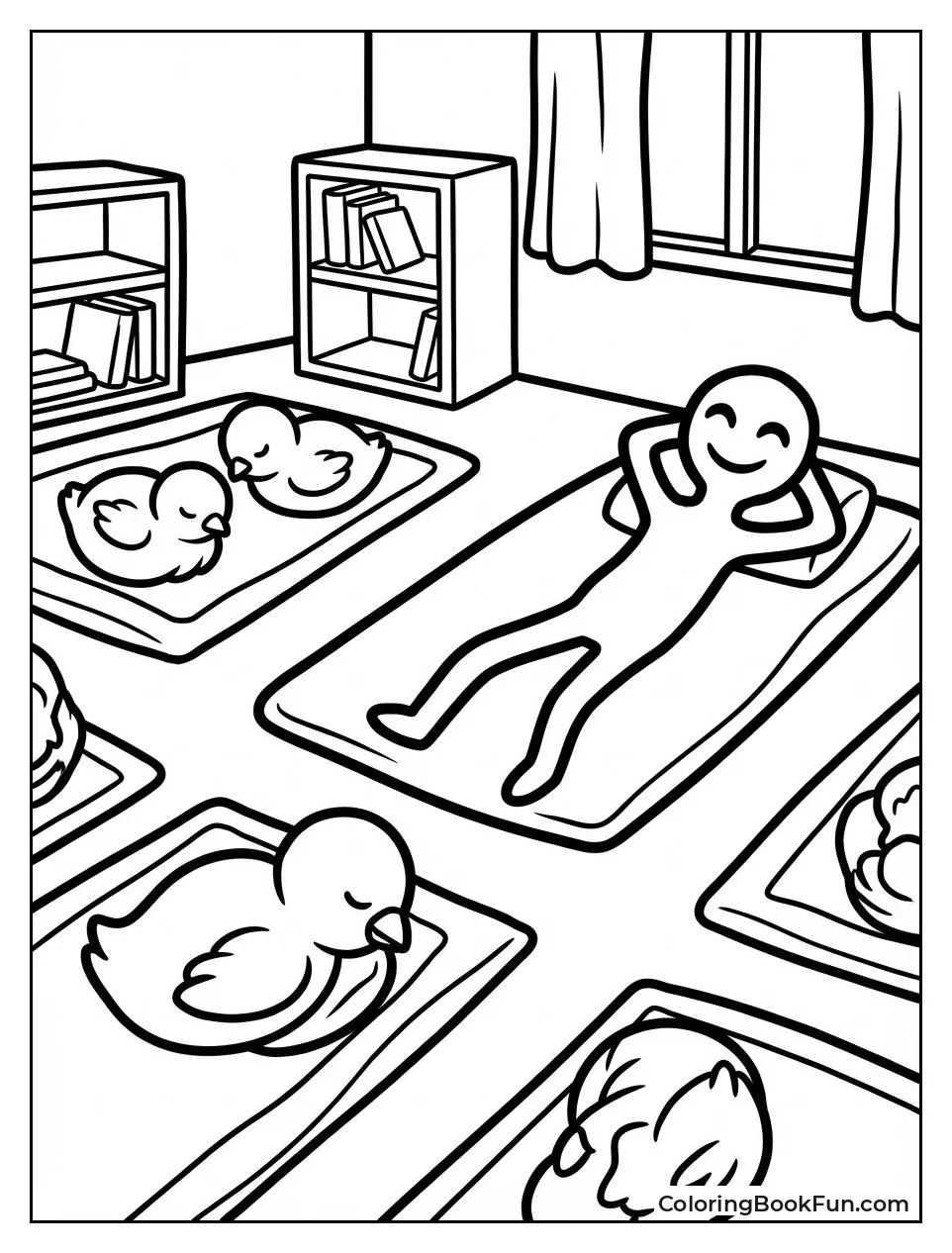 Characters Nap on Mats