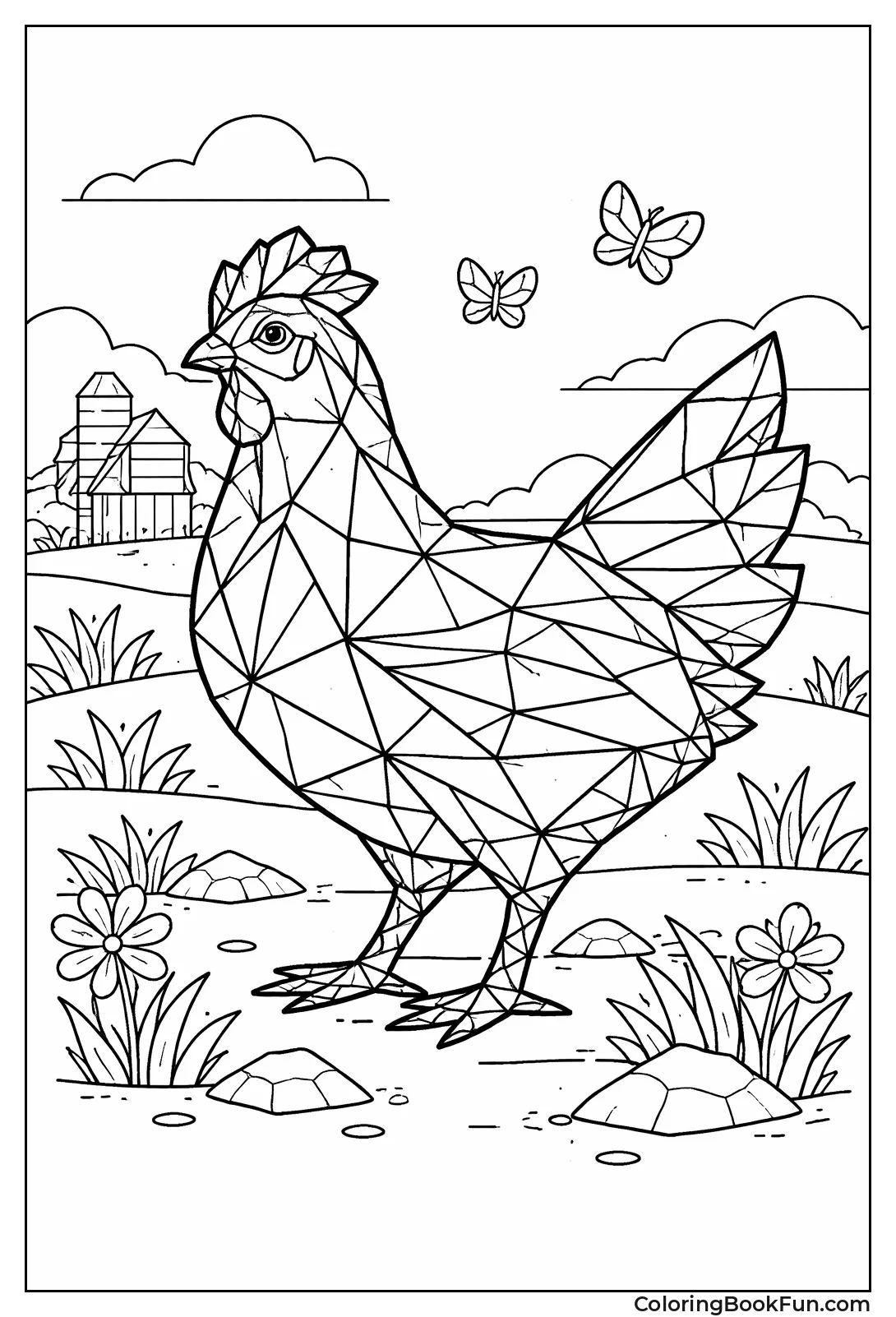 Geometric Low Poly Chicken