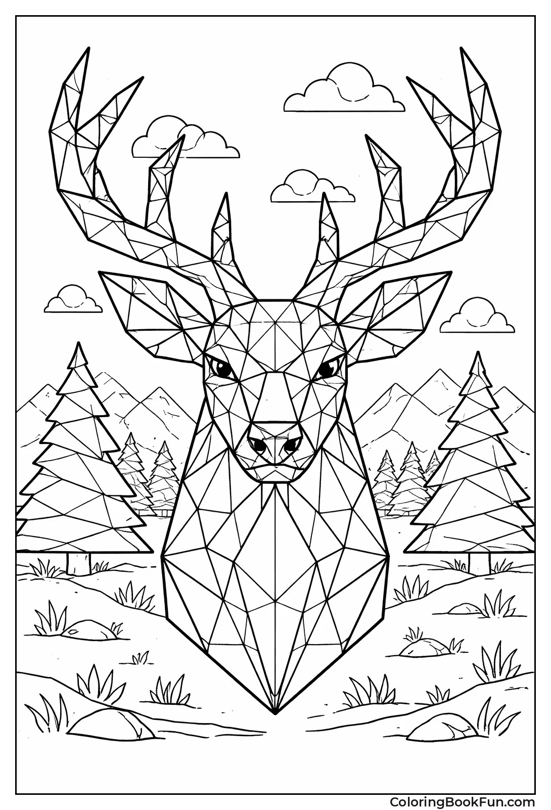 Geometric Triangle Deer Head