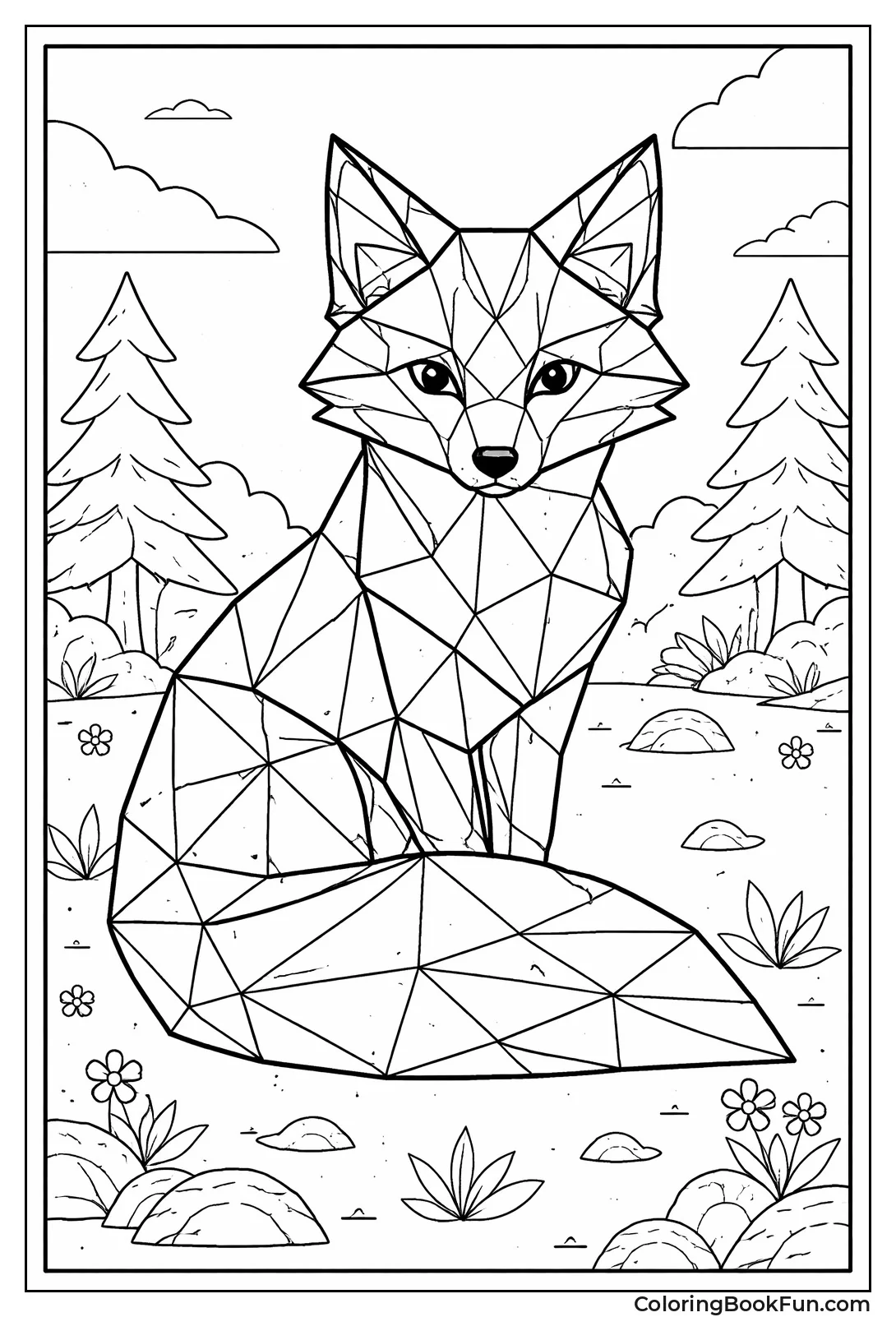 Geometric Triangle Fox Shape