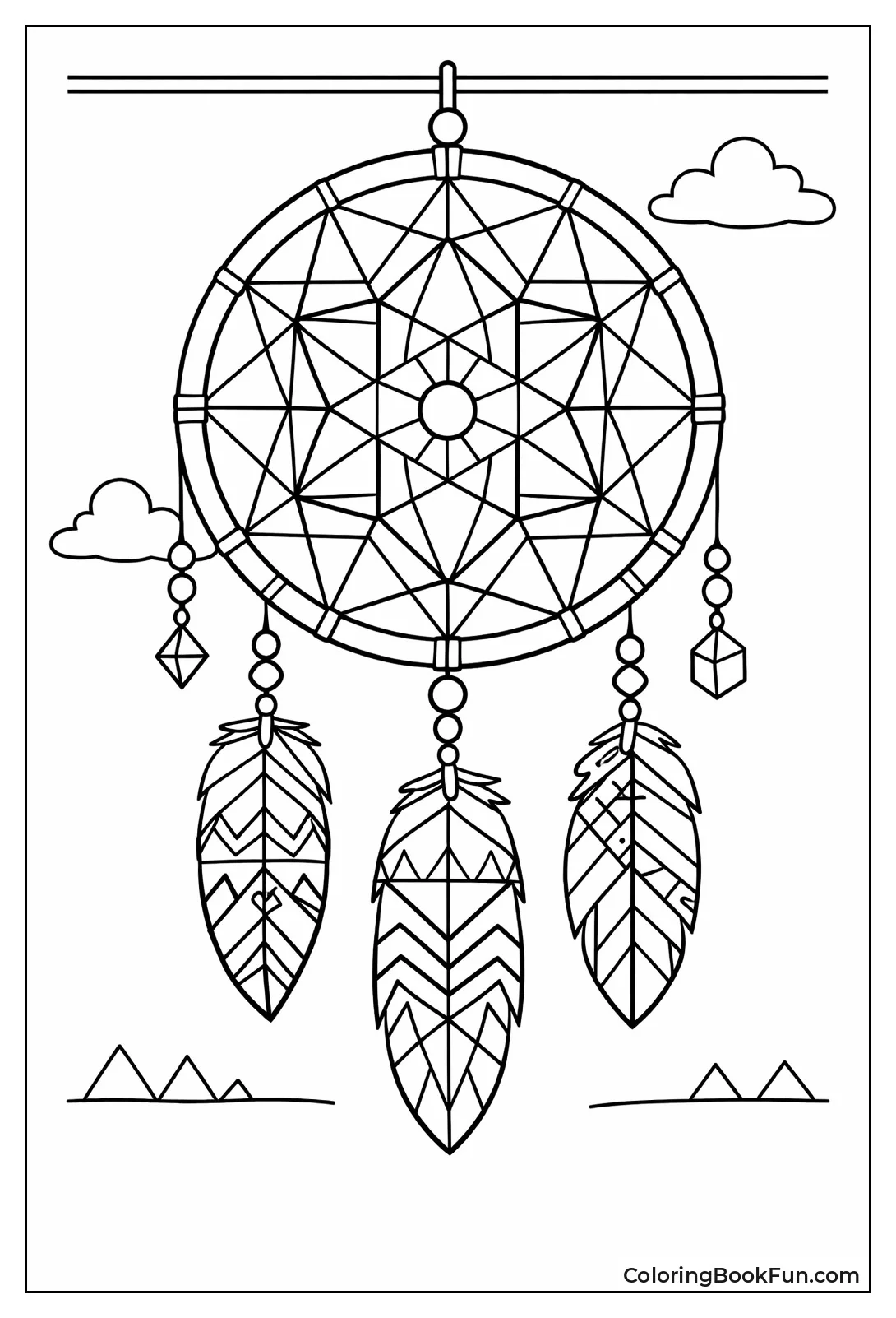 Dreamcatcher Webs Geometric Feathers