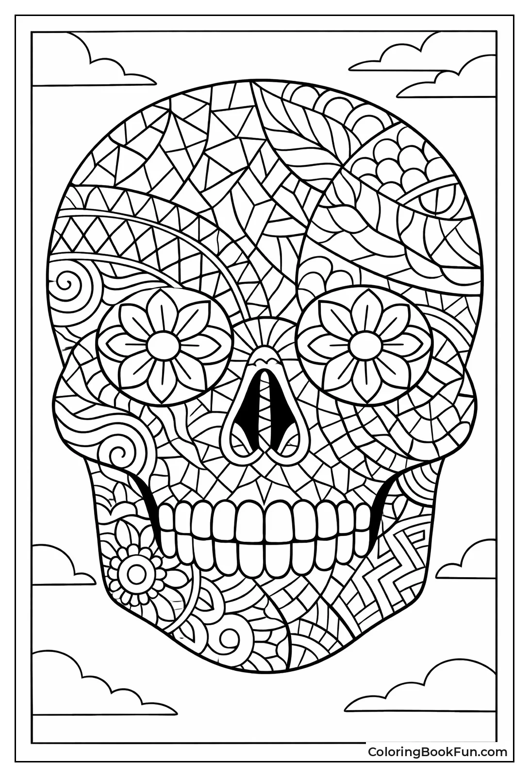 Geometric Skull with Mosaic Patterns