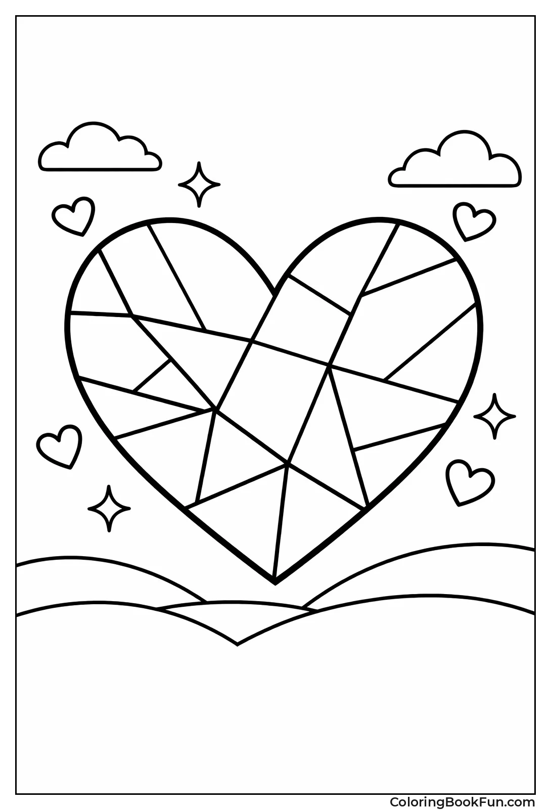 Geometric Quilt Heart Sections