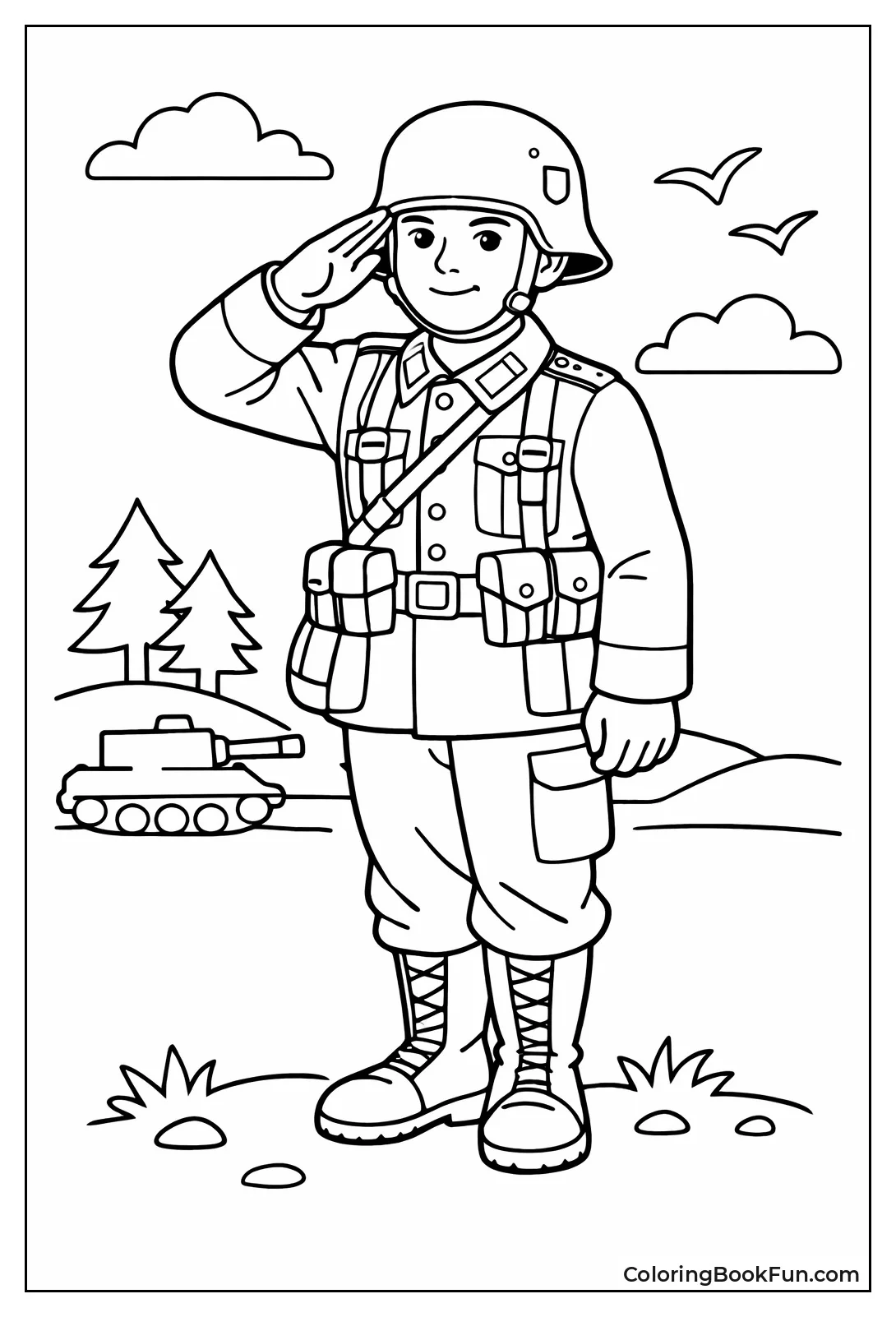 German Soldier Stands Saluting