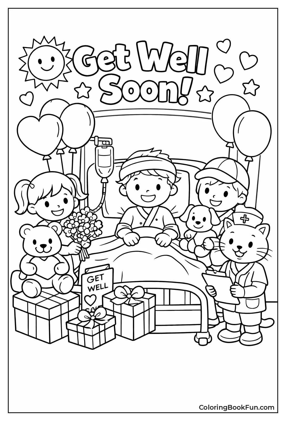 Smiling Child with Balloons After Surgery