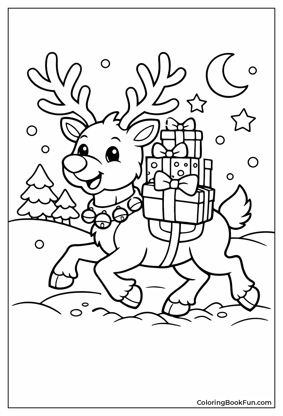Reindeer Carries Wrapped Gifts