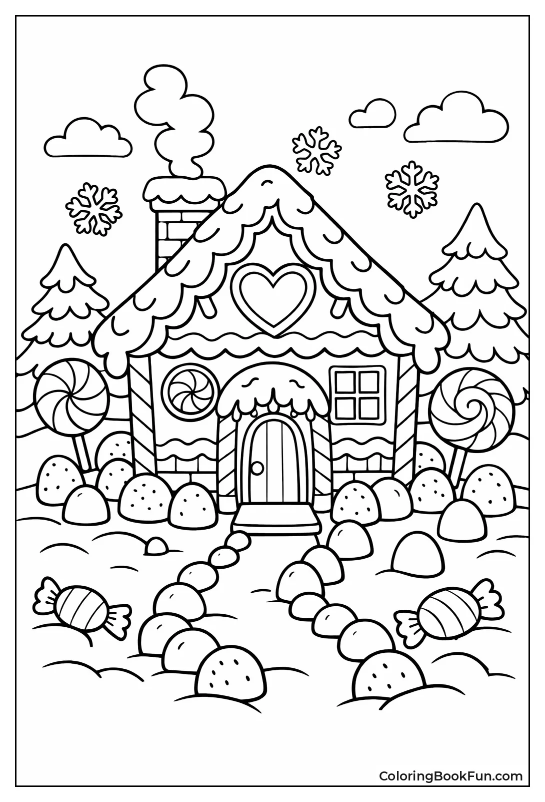 Gingerbread House in Snowy Scene