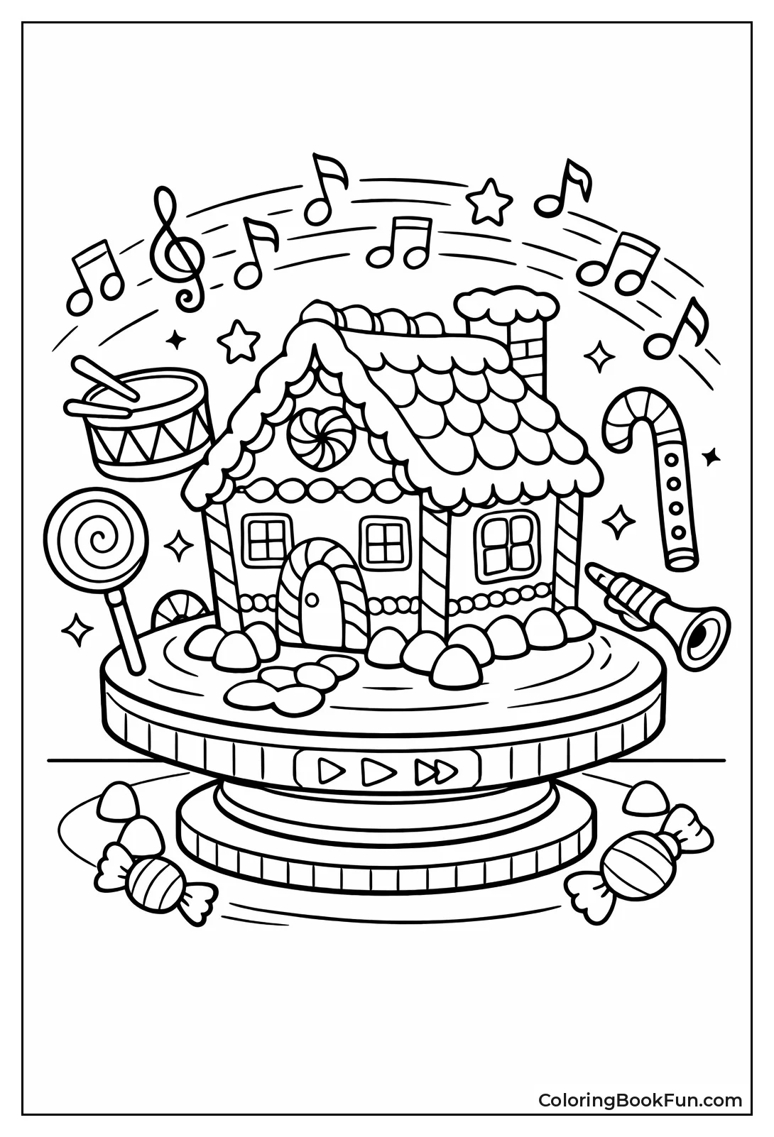 Gingerbread House Plays Music Notes