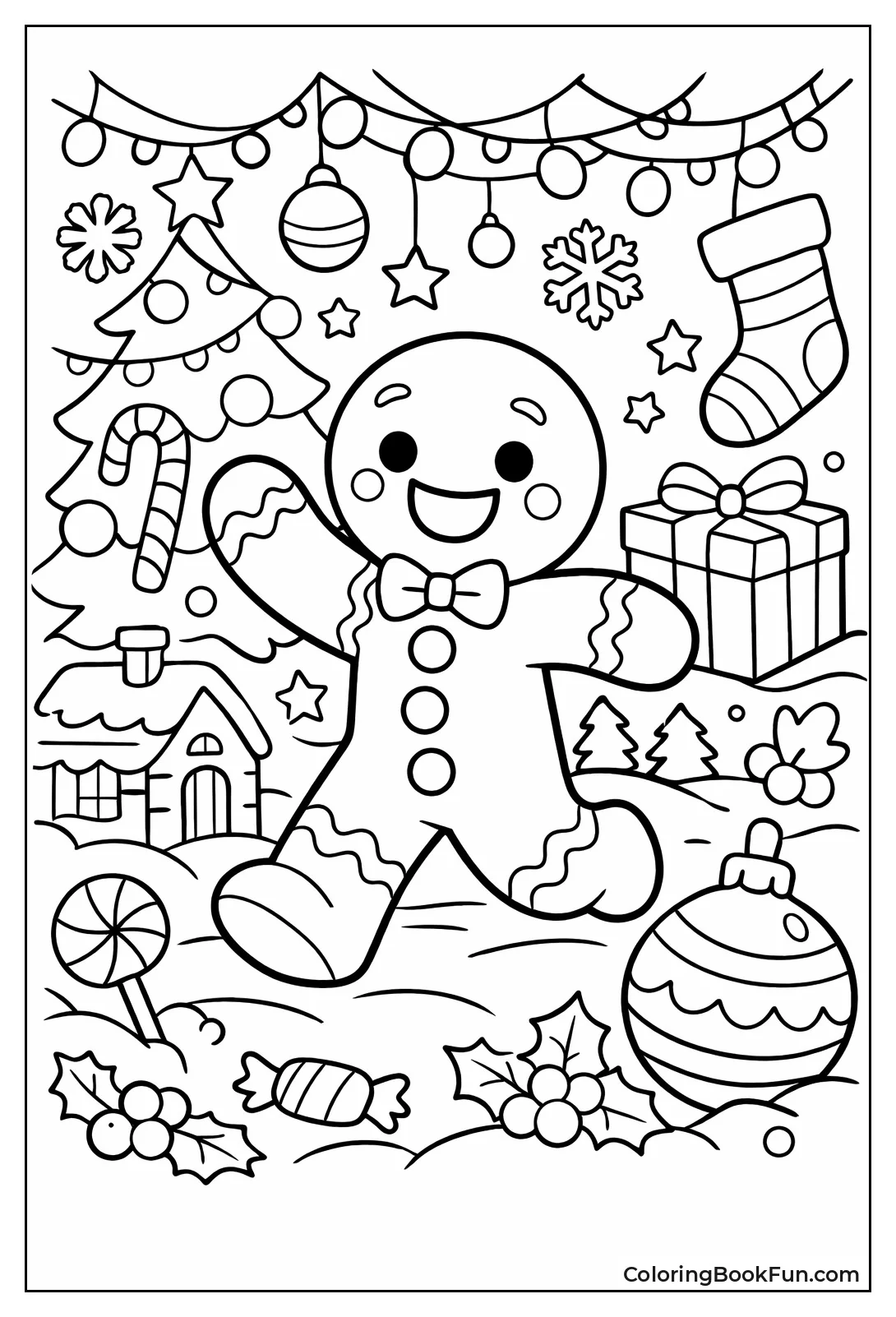 Gingerbread Man in Christmas Scene