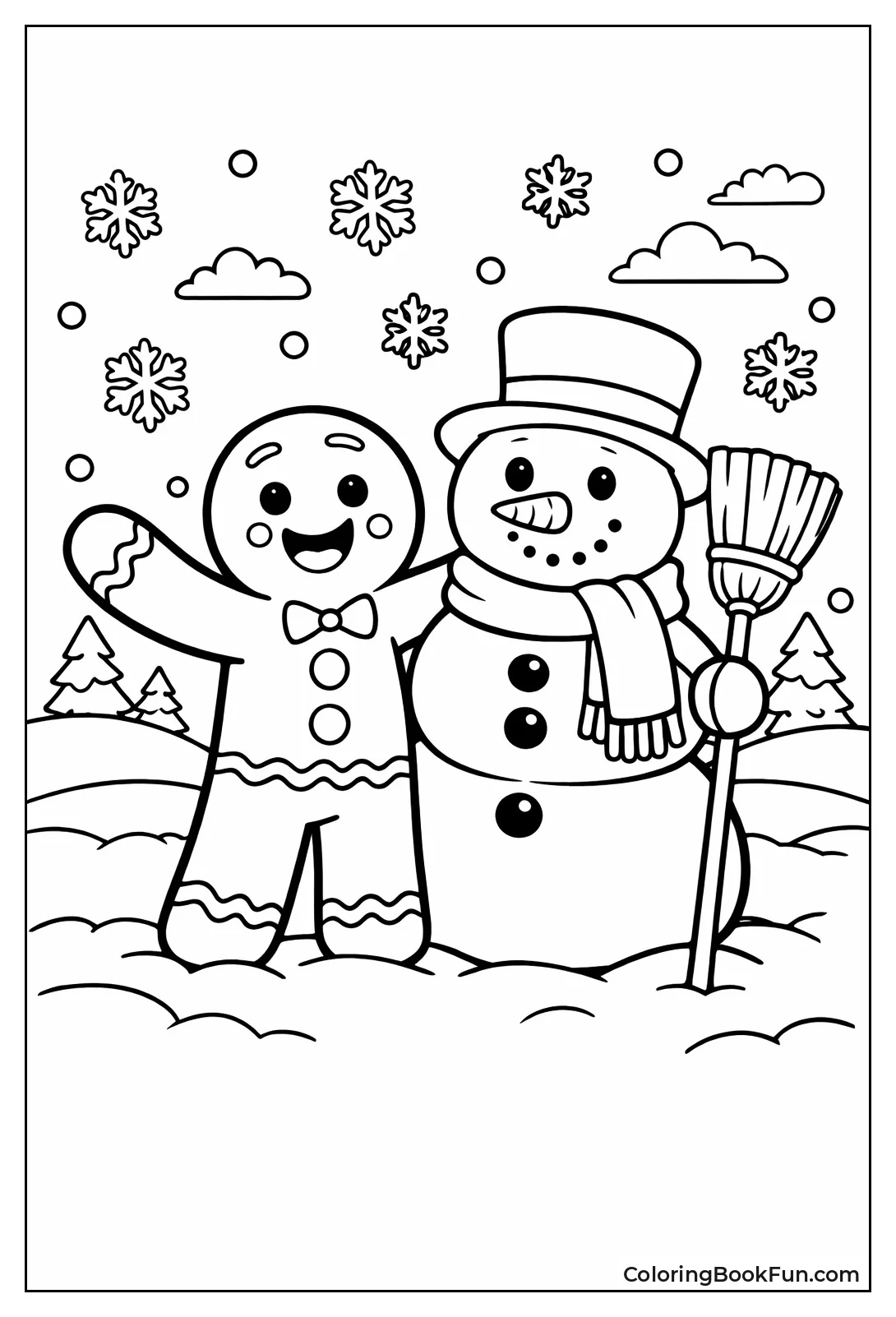Gingerbread Man with Snowman Friend