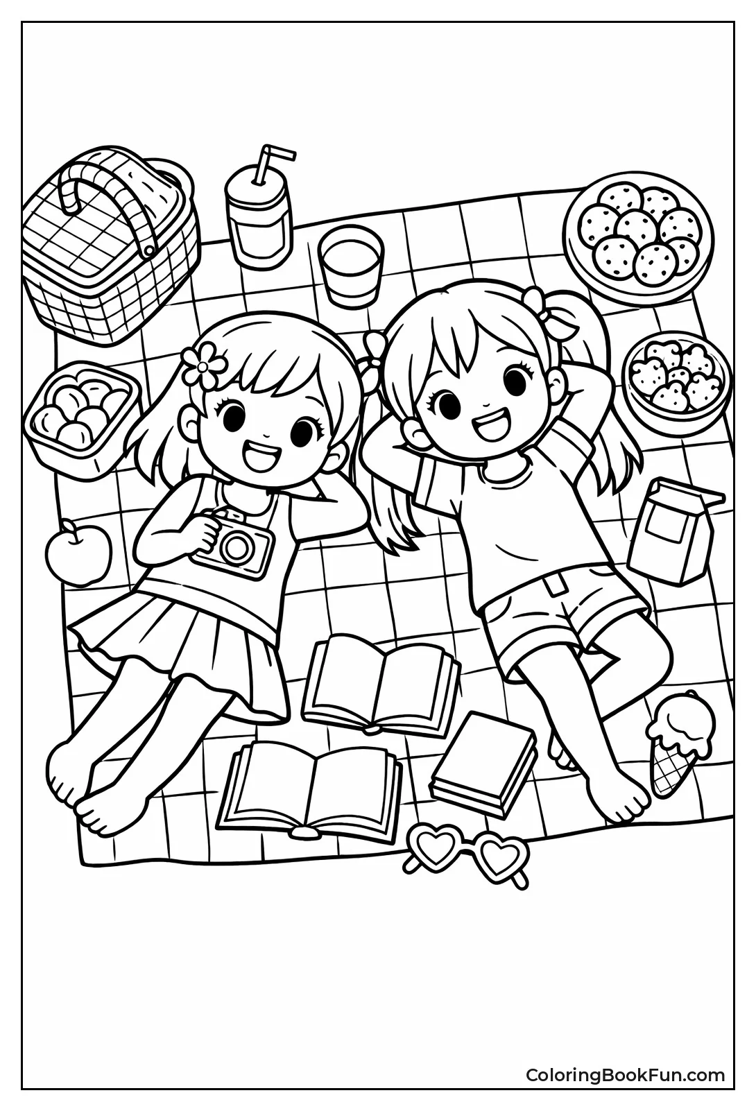 Girls Picnicking Bird's Eye