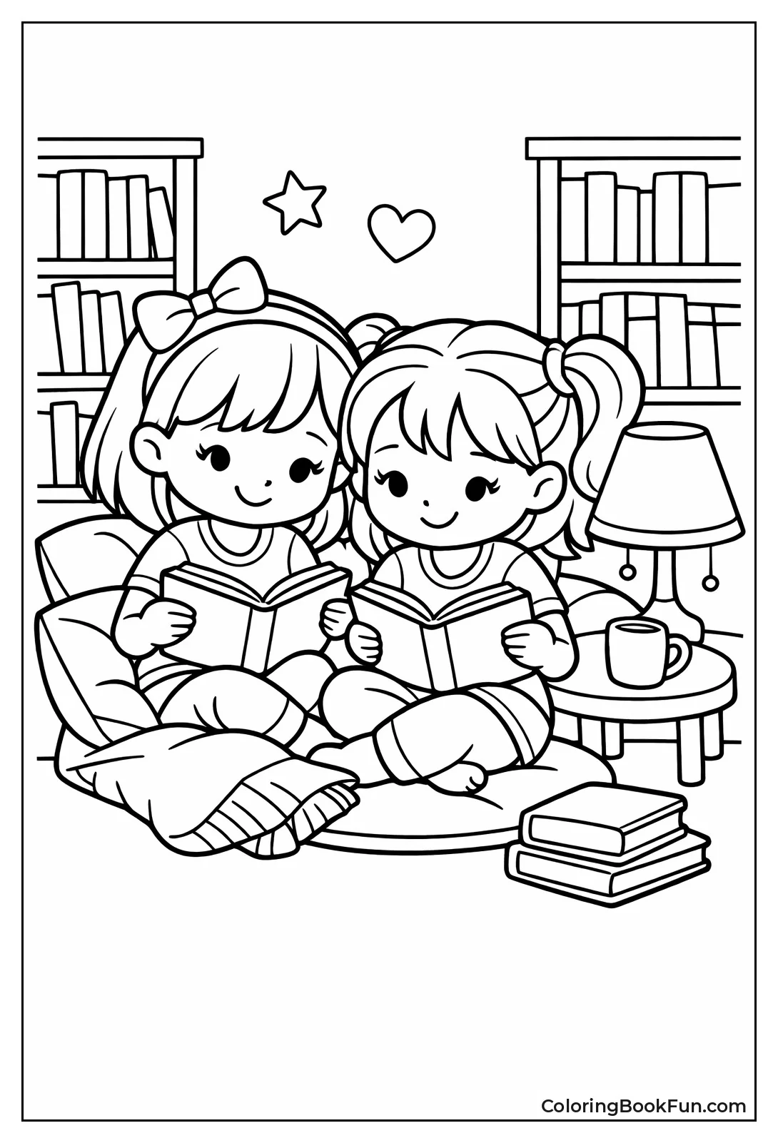 Girls Reading Cozy Books