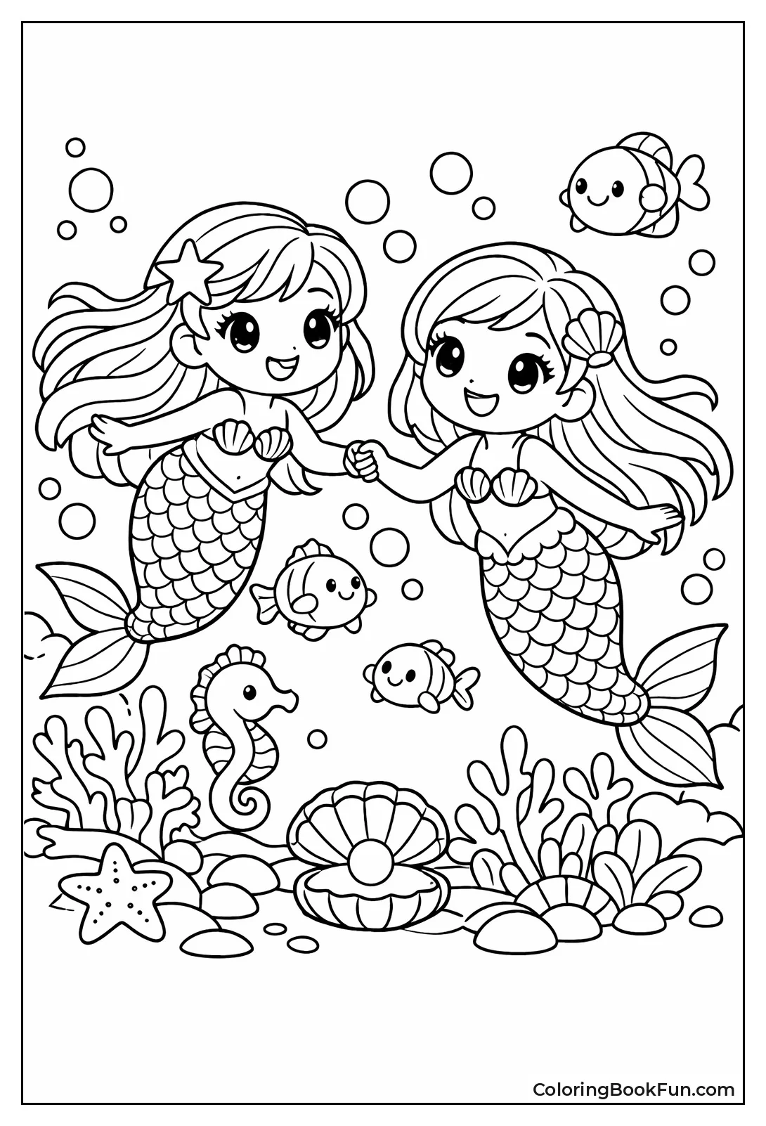 Mermaids Swimming Coral Reef