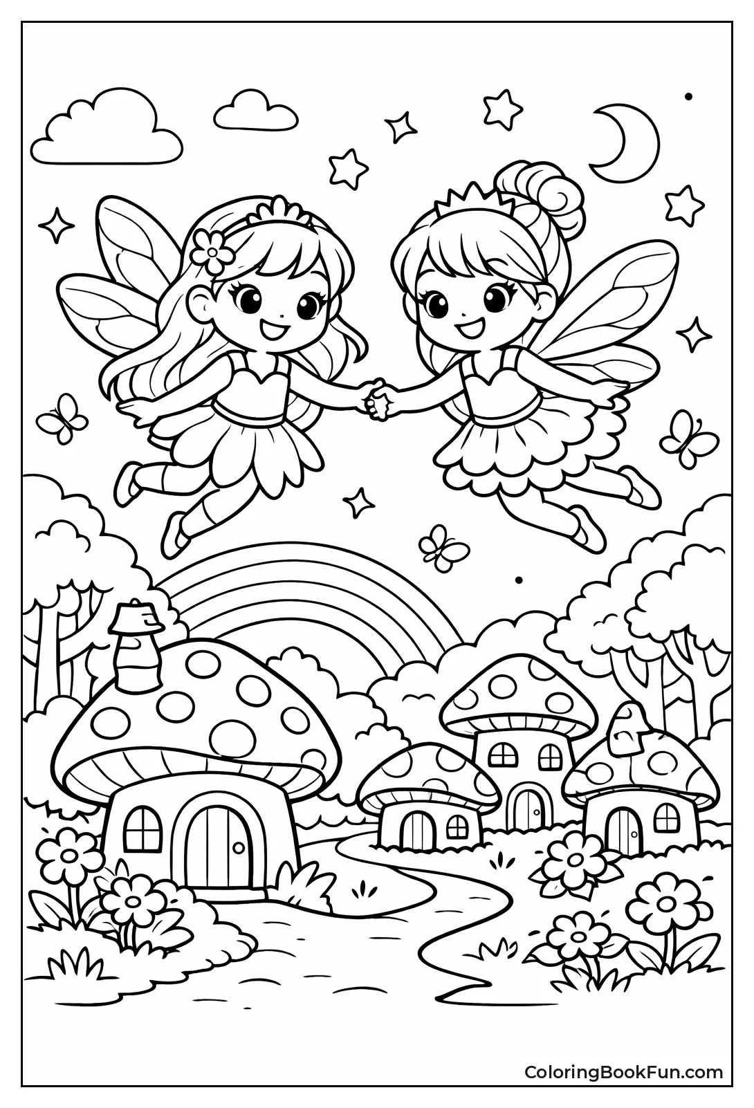 Fairies Flying Hand-in-Hand