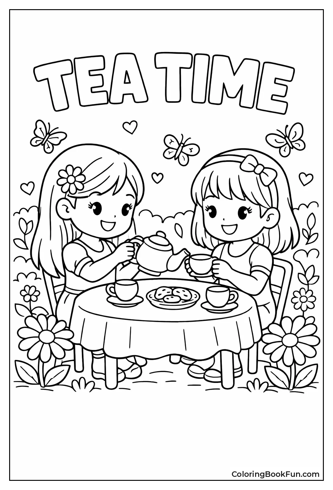 Girls Pouring Garden Tea