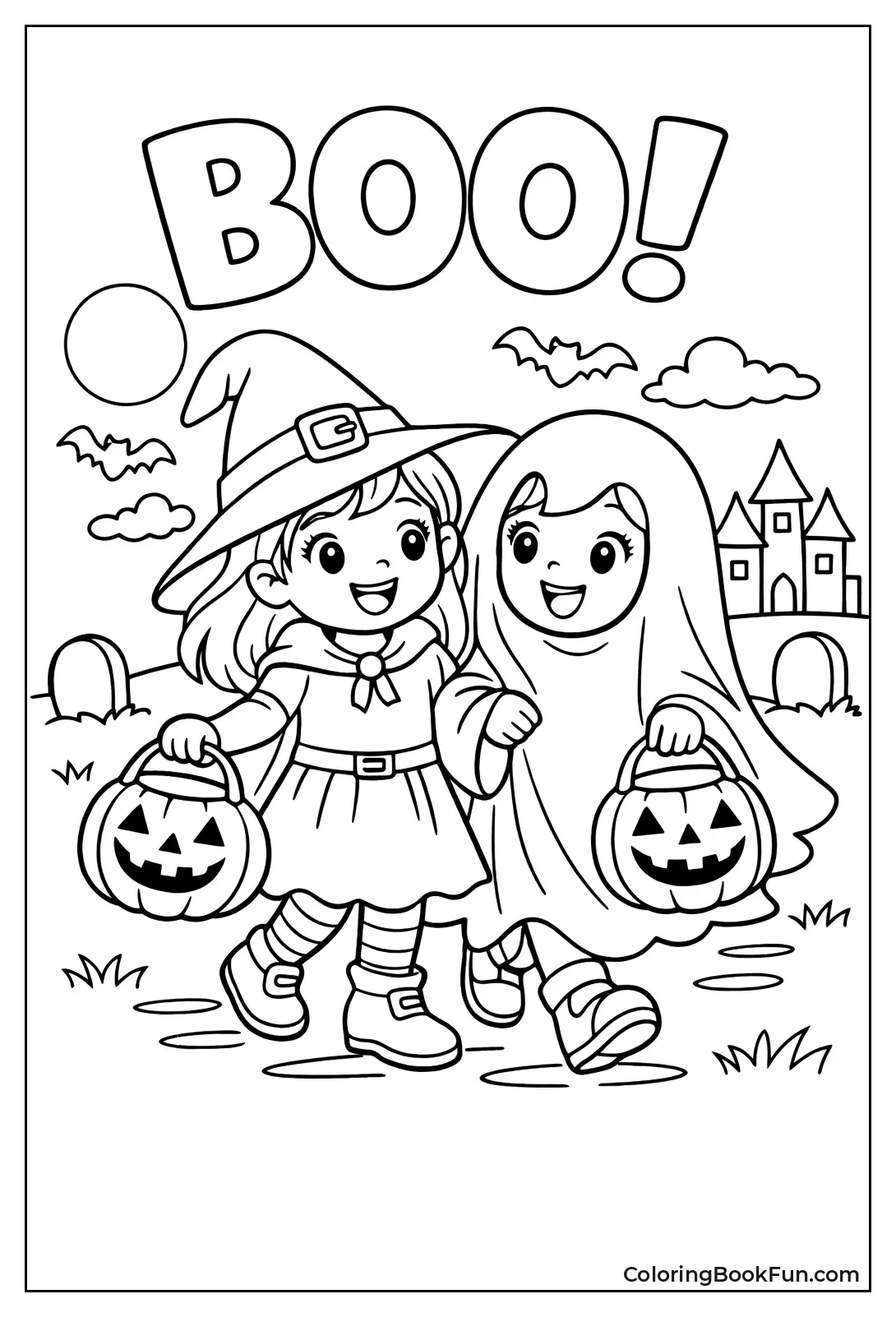 Witch Ghost Girls Trick-or-Treat