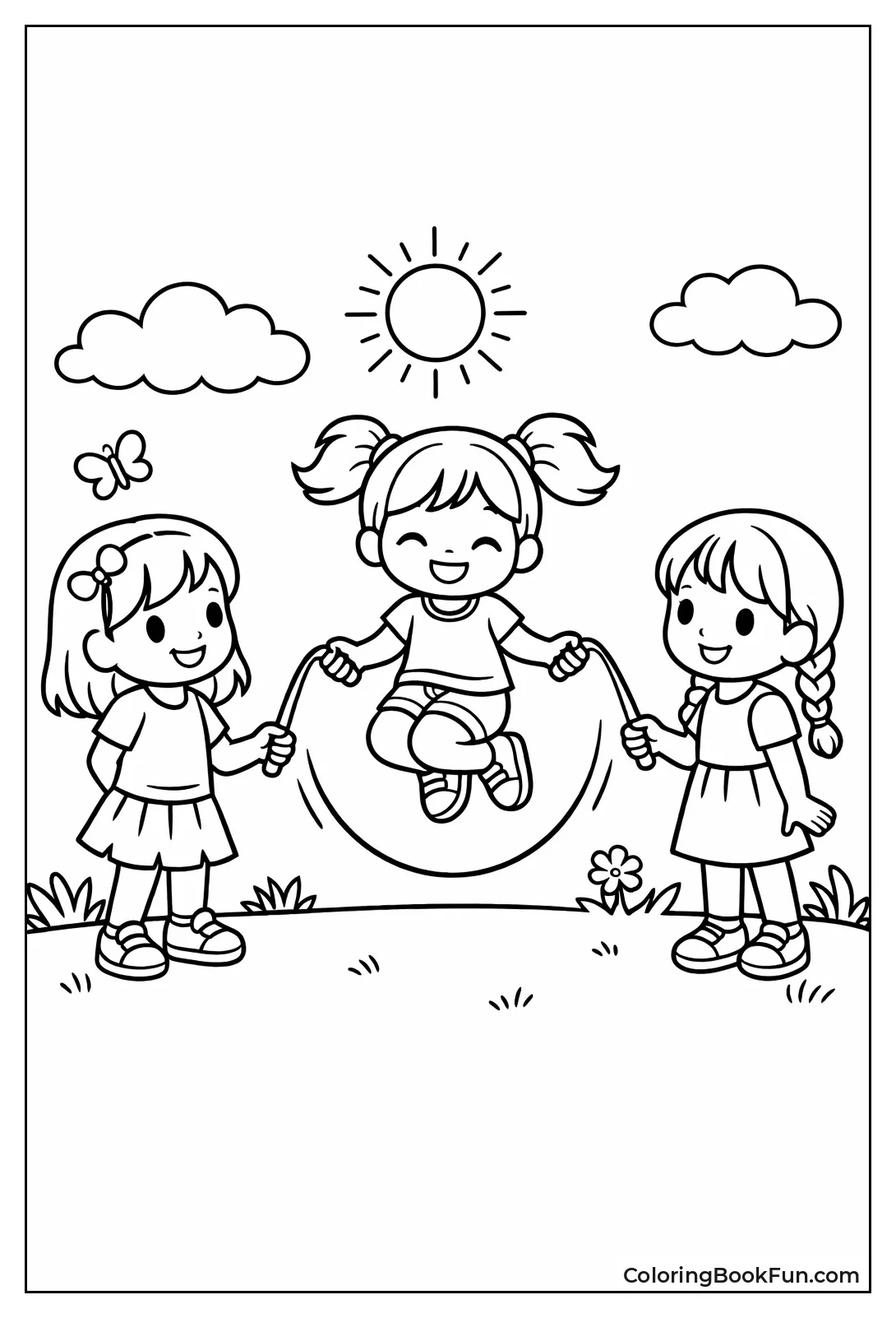 Girls Jumping Rope Together