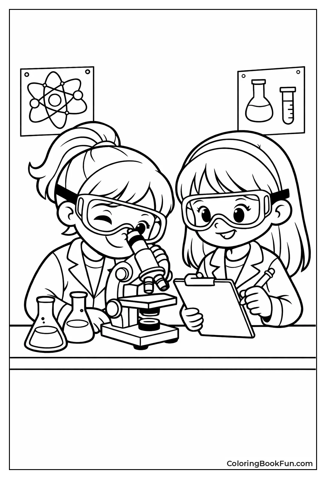 Girls Looking Through Microscope