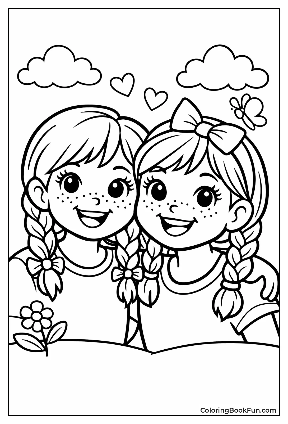 Braided Girls Smiling Joyfully