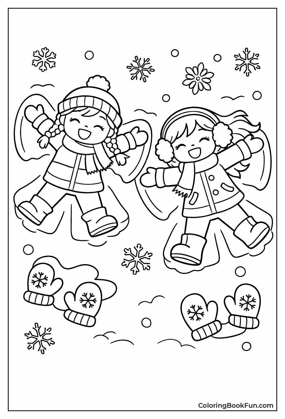 Girls Making Snow Angels