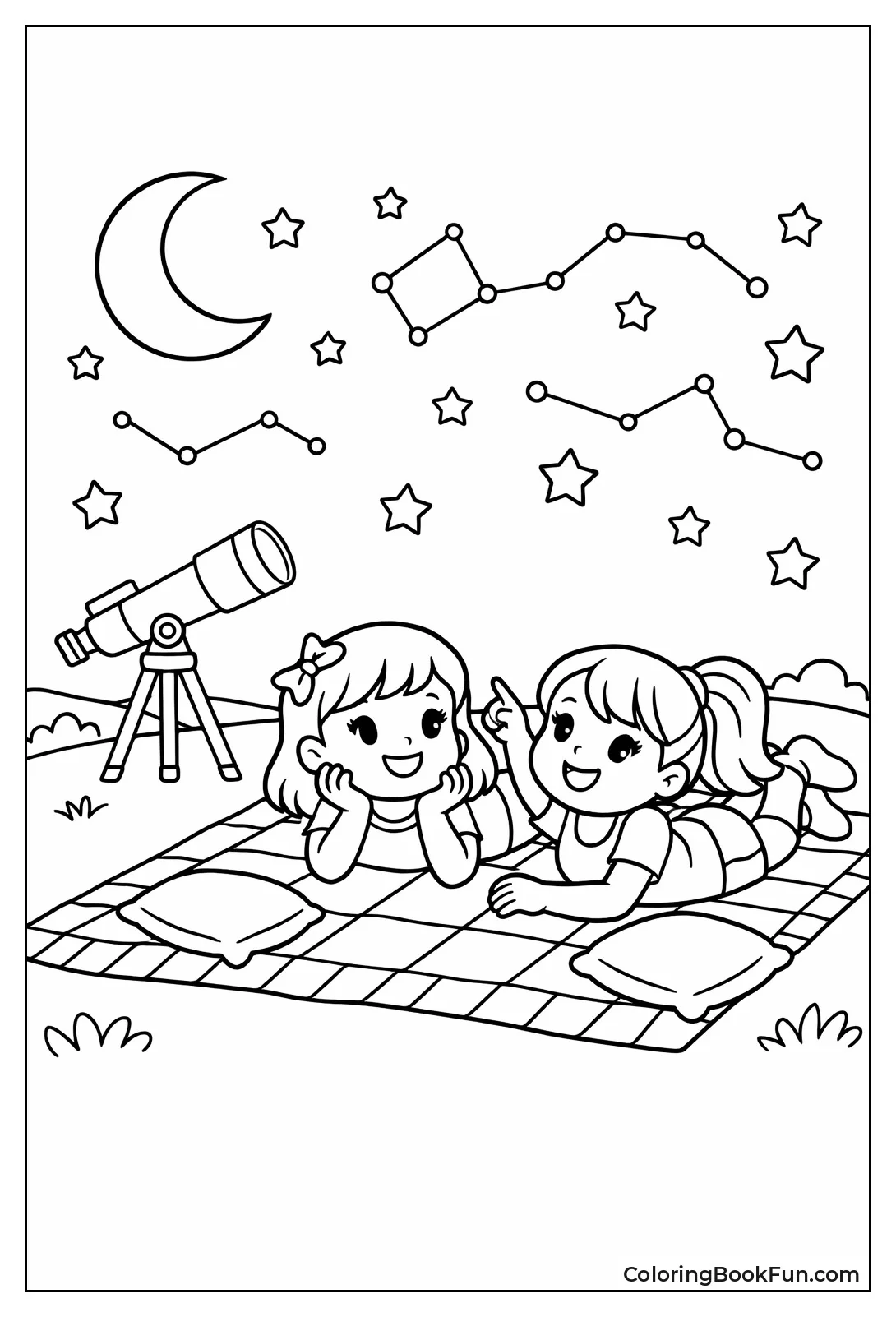 Girls Stargazing Night Sky