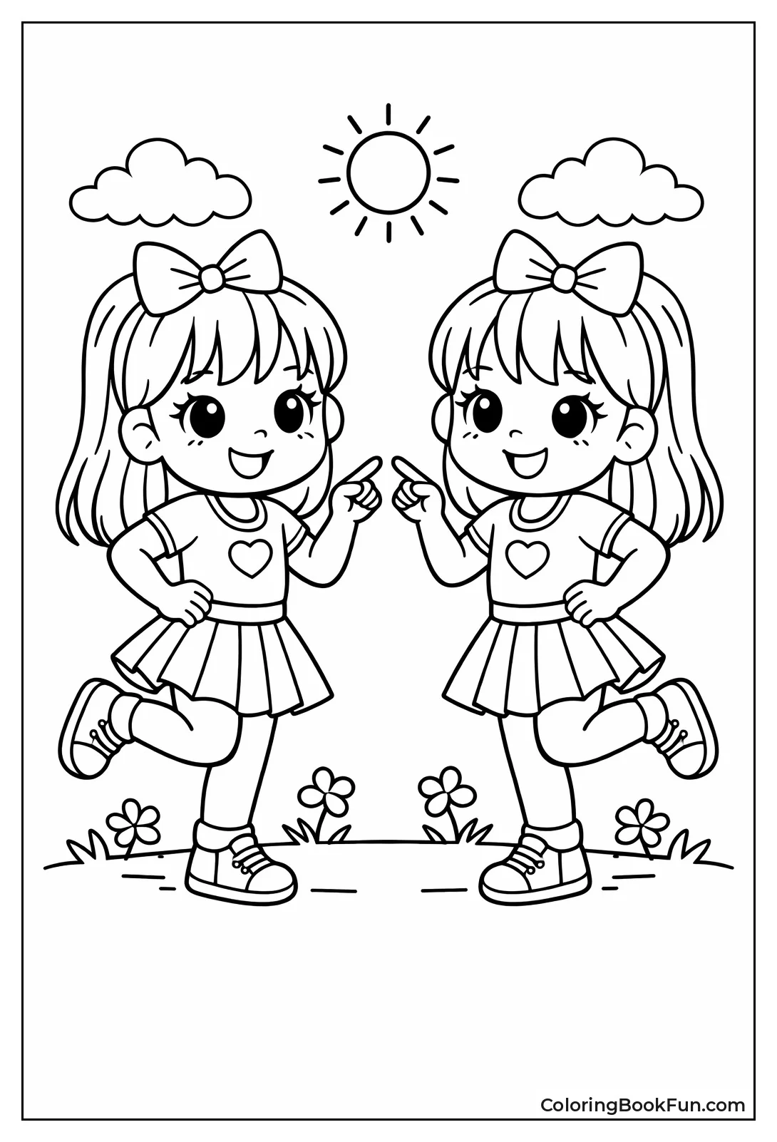 Twin Girls Mirroring Poses