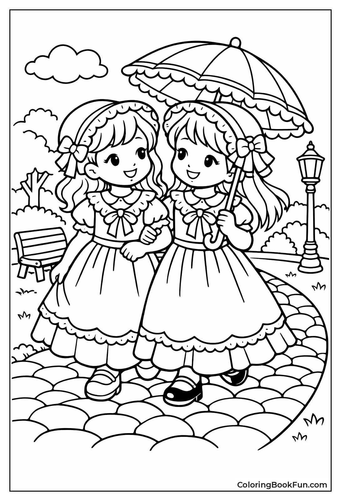 Victorian Girls Park Stroll