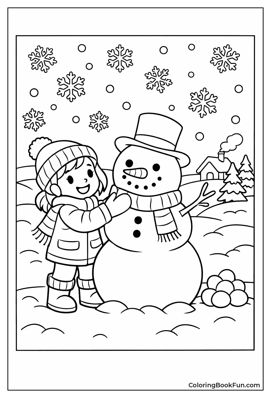 Girl Building Snowman