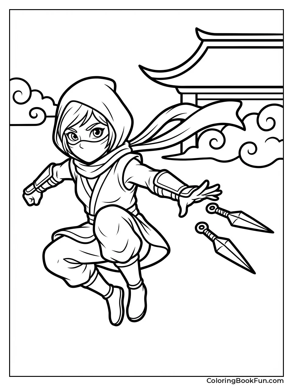 Girl Ninja Throwing Kunai