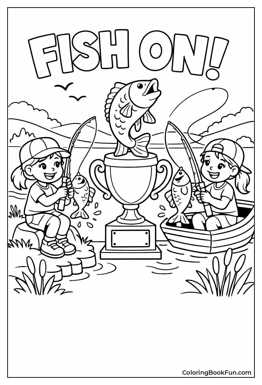 Girls Compete Fishing Fun