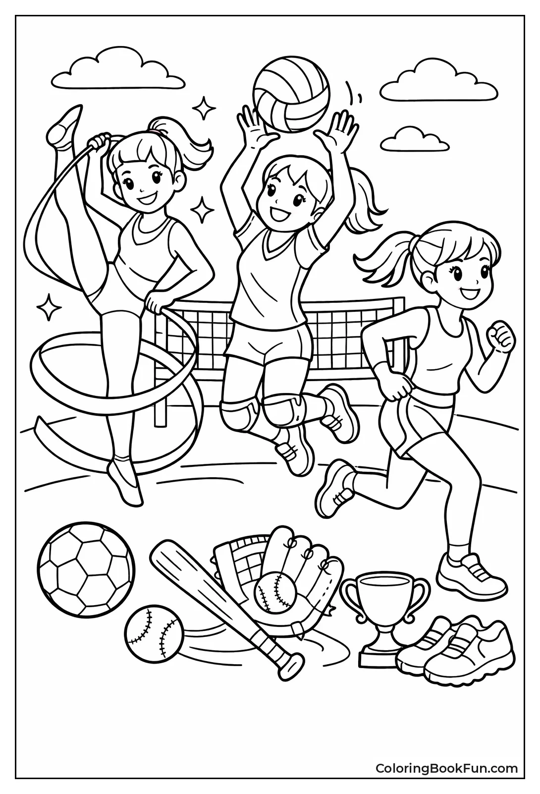 Girls Gymnast Leaps with Power