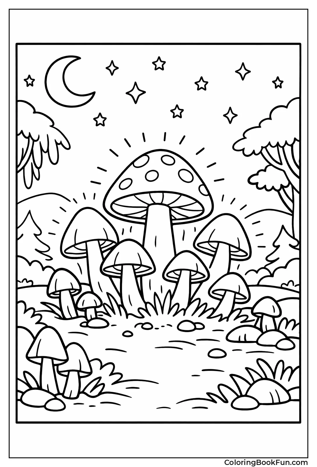 Glowing Mushrooms at Night