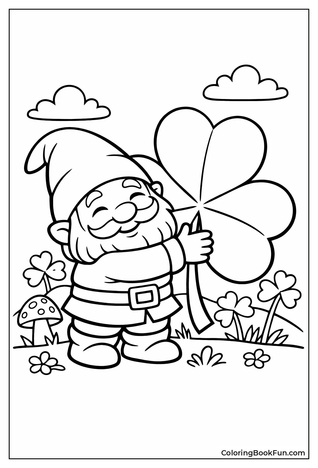 Gnome Hugging Big Shamrock
