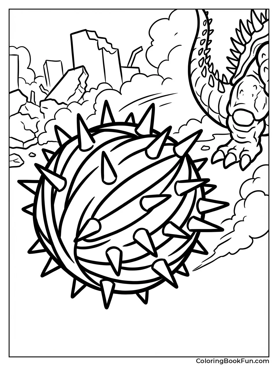 Anguirus Rolls into Ball