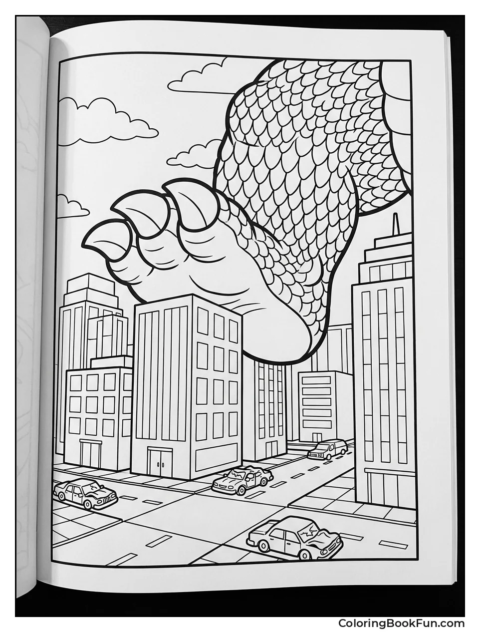 Godzilla Steps between Skyscrapers