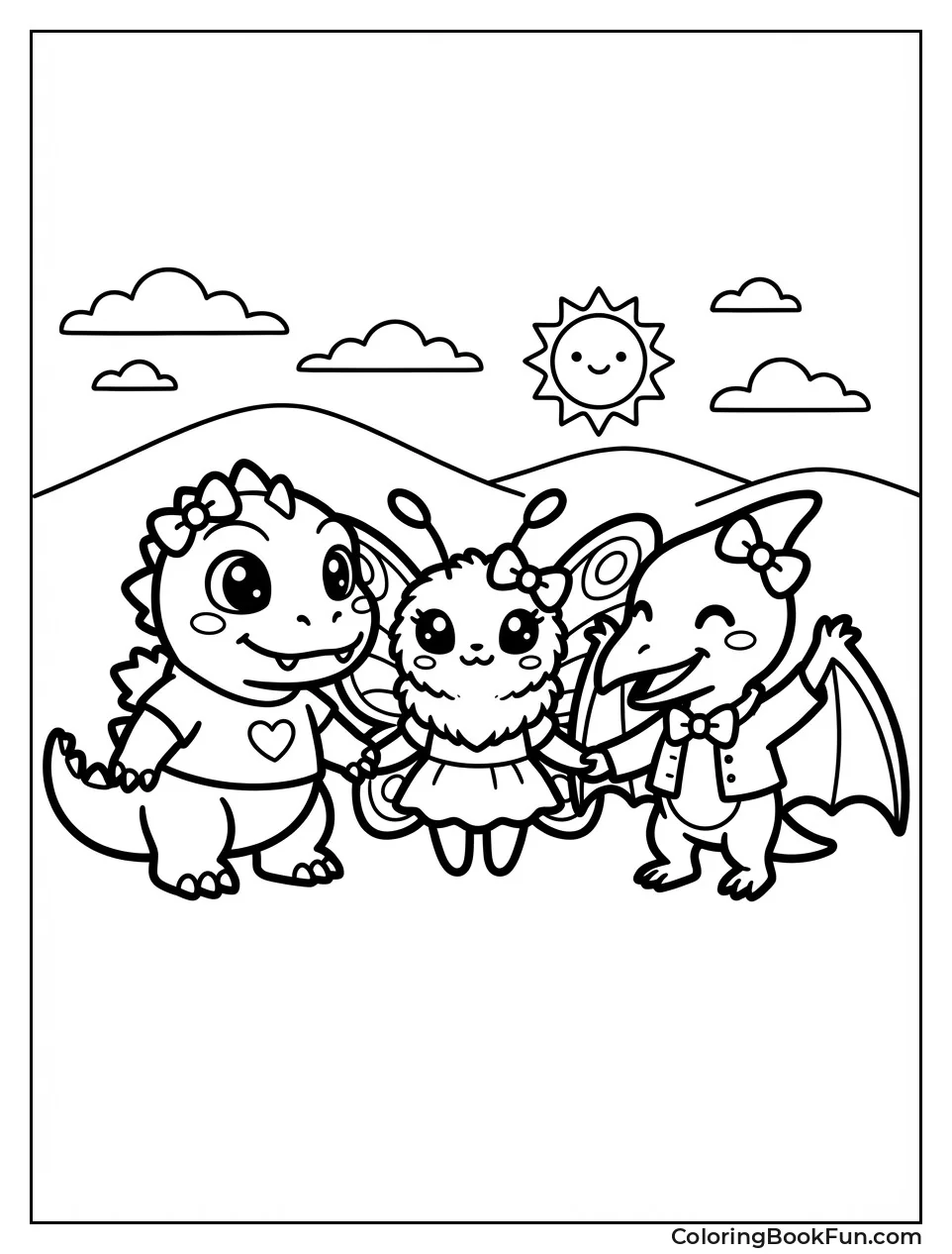 Kawaii Kaiju Hold Hands