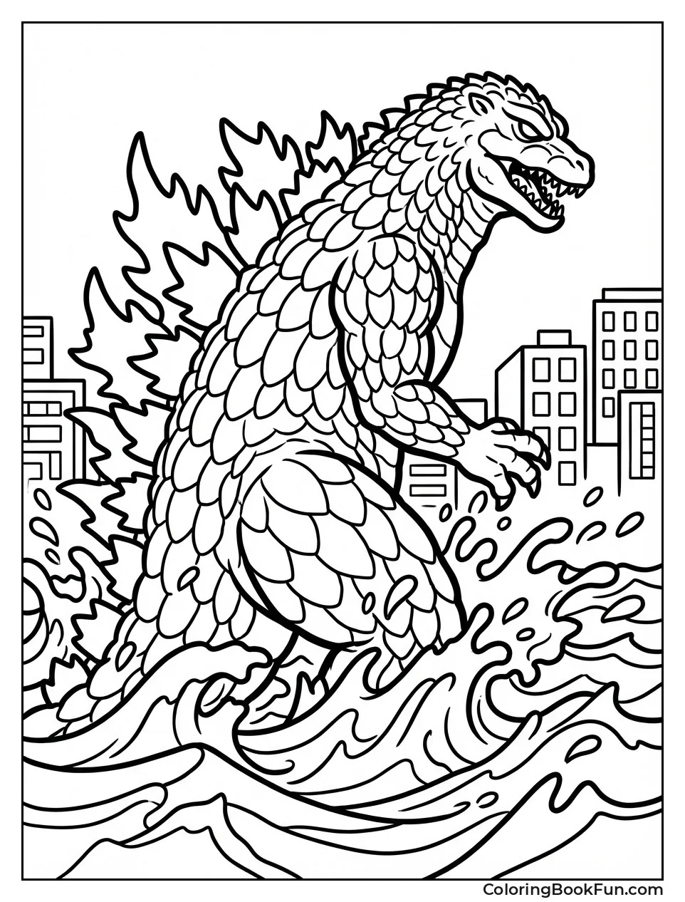 Godzilla Rises from Ocean Waves