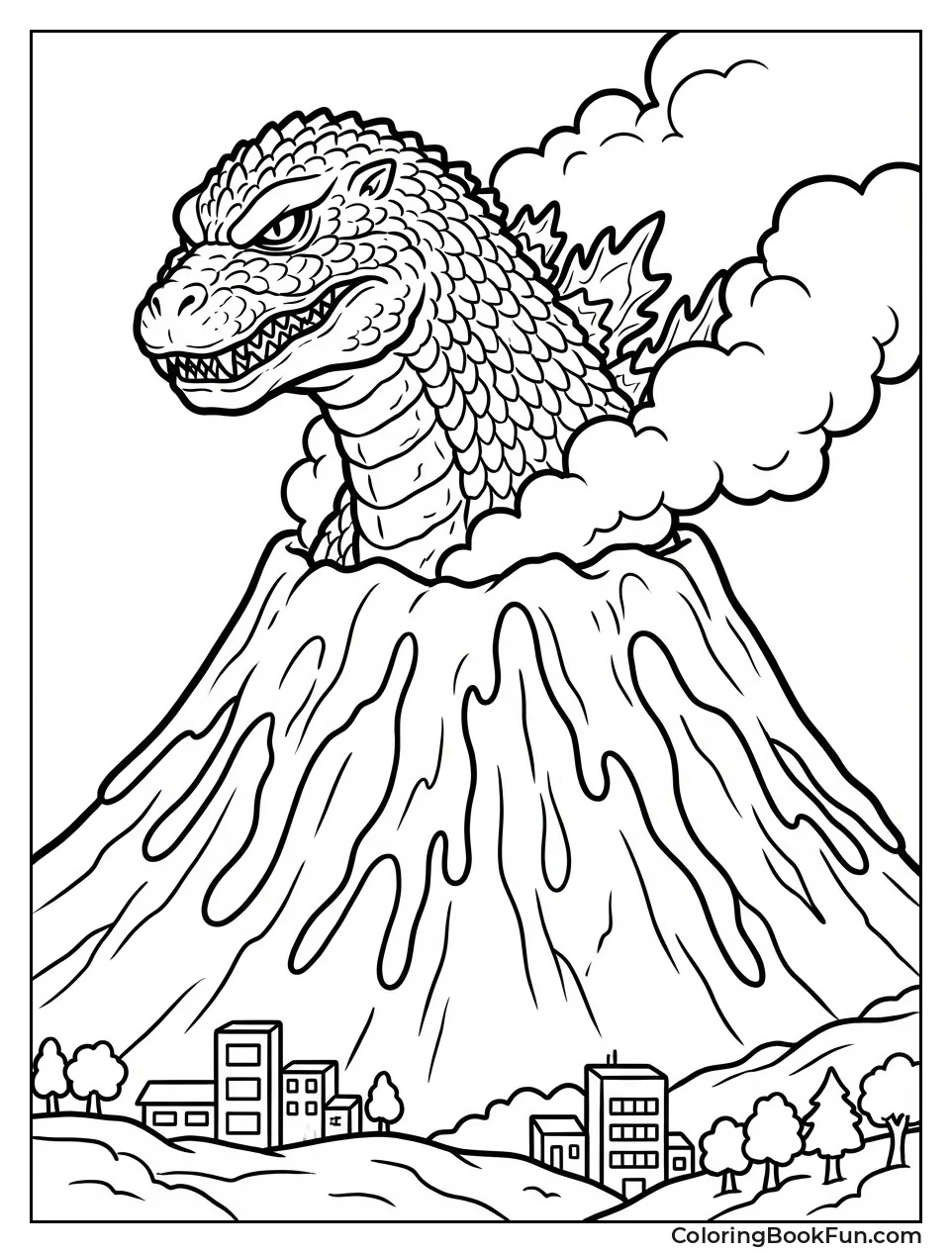 Godzilla Bursts from Volcano