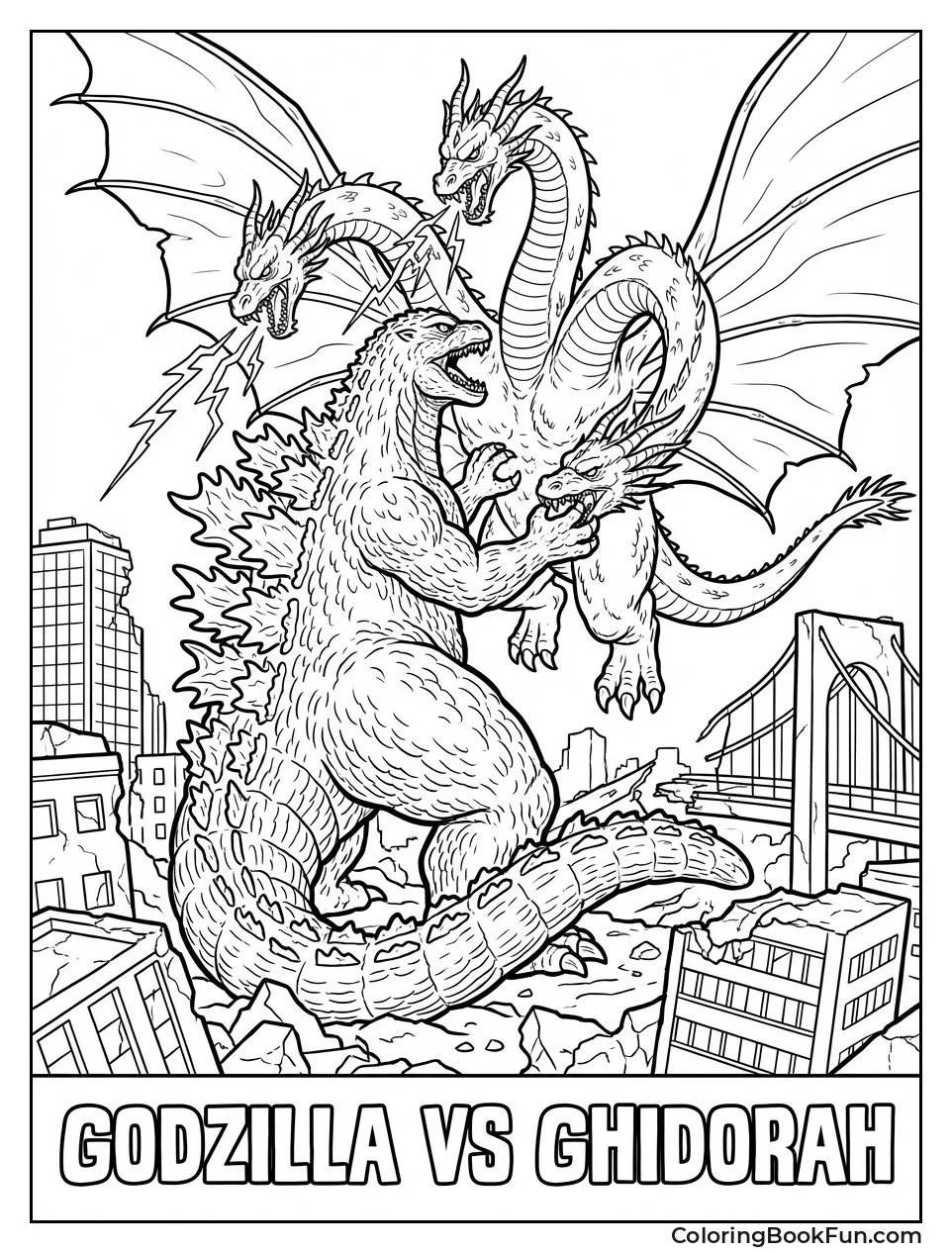 Godzilla Fights Three-Headed Ghidorah