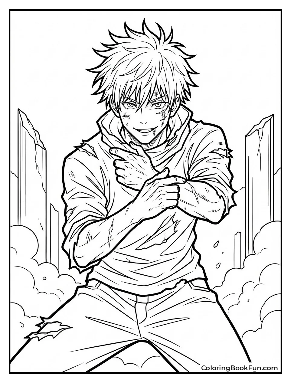 Battle Scarred Gojo Smirking