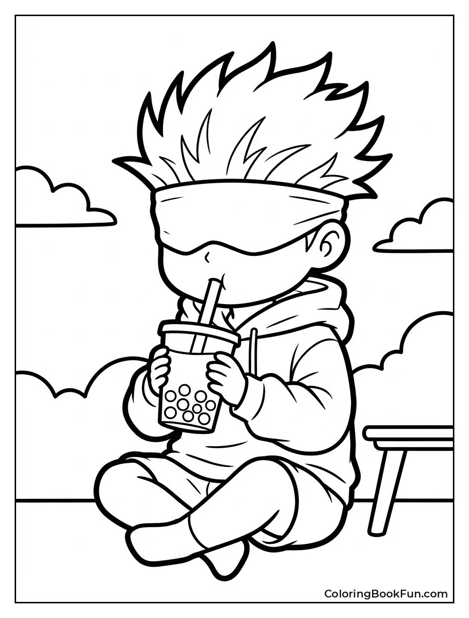 Chibi Gojo Sipping Boba