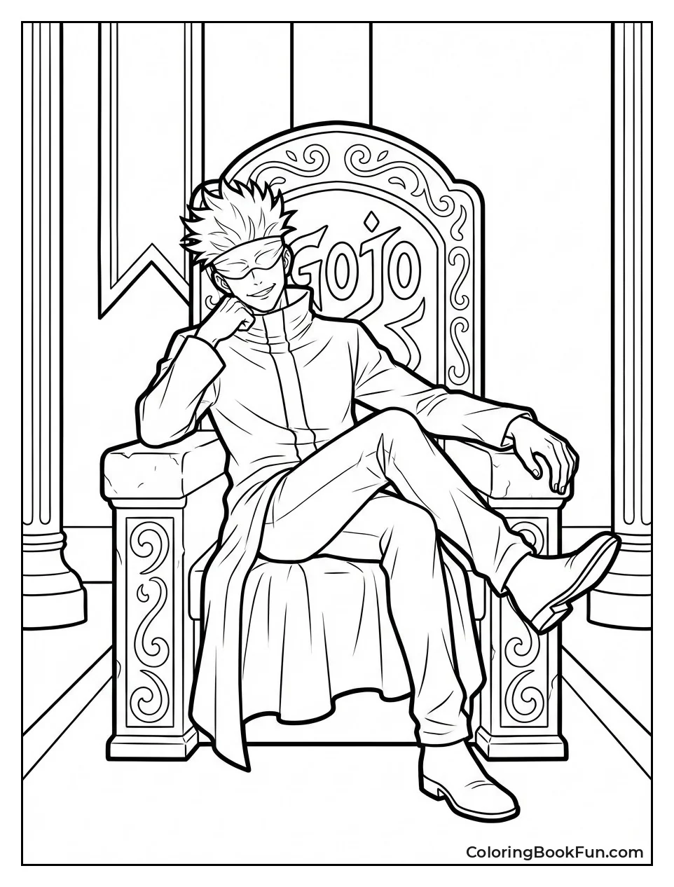 Gojo Lounging on Throne