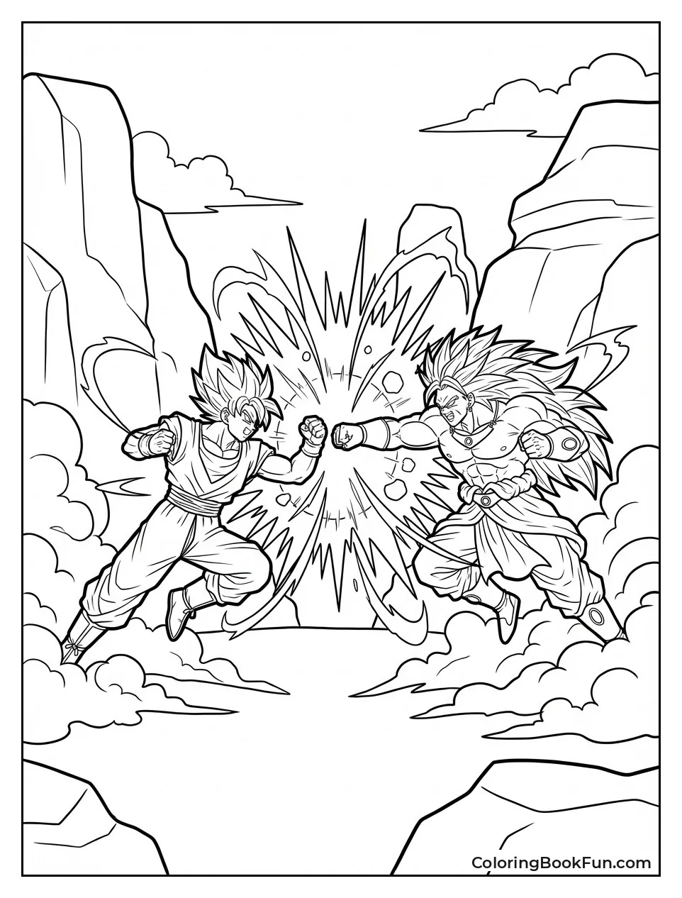 Goku Clashes Fists with Broly