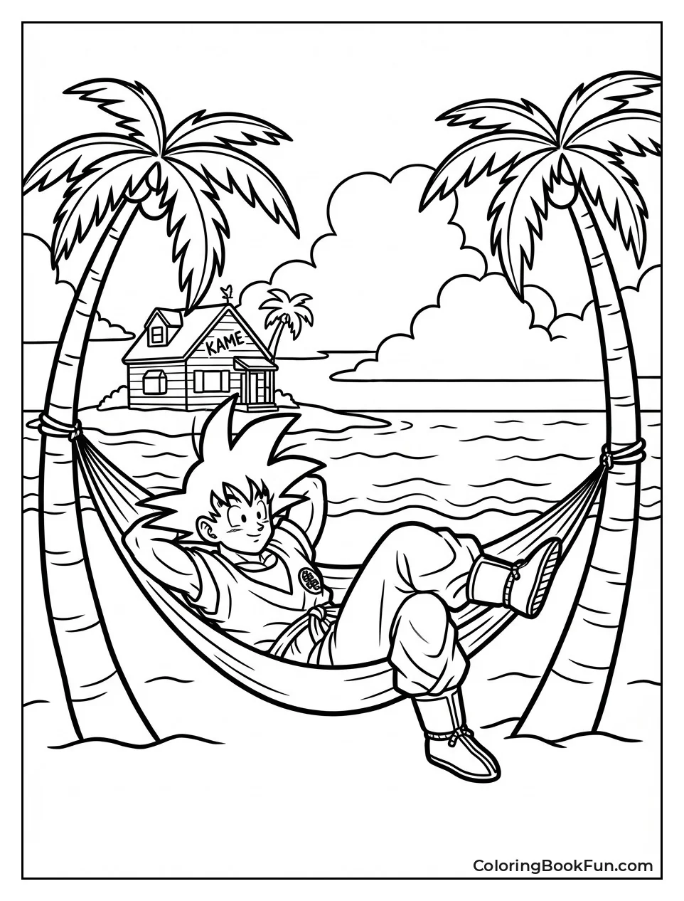Goku Chills at Kame House