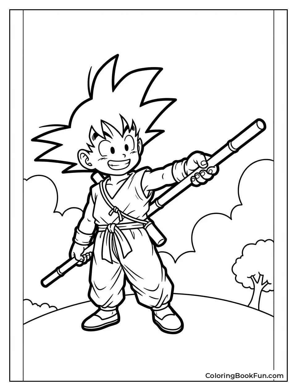 Kid Goku Extends Power Pole