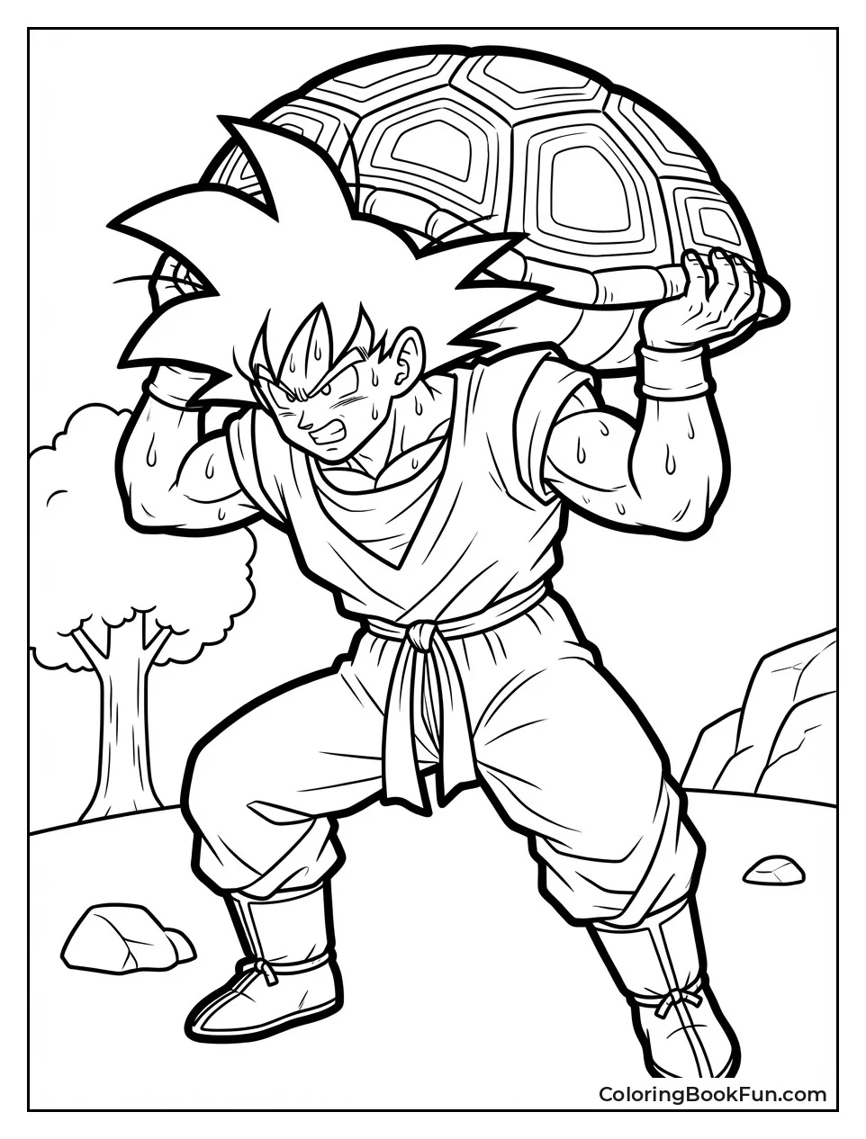 Goku Lifts Heavy Turtle Weights
