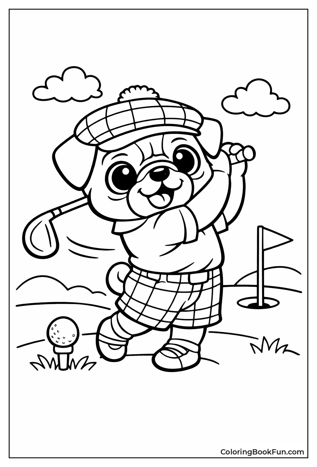 Pug Swinging Golf Club